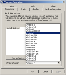 Top-left lighted UI elements in "classic" Windows applications, reproduced by winecfg. Winecfg in 32-bit mode (v 5.5) -- main tab.png