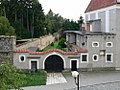 English: Courtyard of the school and children's home in Husova street, Litovel, the Czech Republic. English: Nádvoří Základní školy a Dětského domova v Husově ulici v Litovli. Pohled ze Sochovy vily.