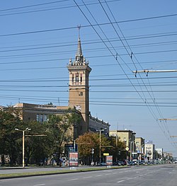 Вигляд на проспект Соборний у Дніпровському районі[1]
