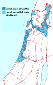 Zones controlled by Yishuv by the 20may48