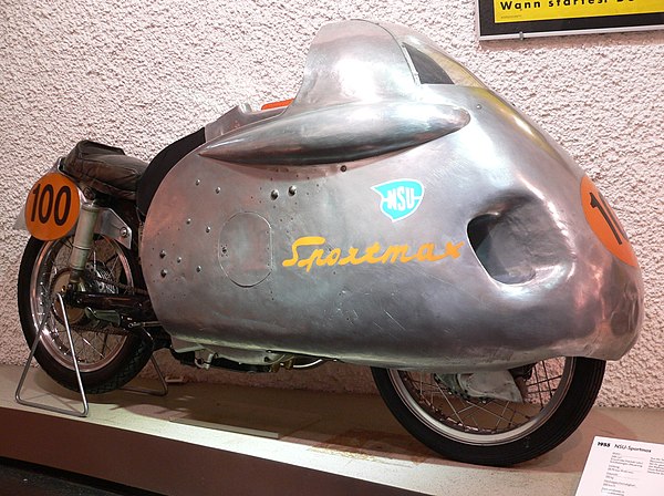 The NSU motorcycle with which Müller won the 1955 250 cc World Championship.