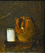 Nature morte, deux pots en terre vernissée ( Still life, two glazed earthenware pots.) by François Bonvin, Rouen, Musée des beaux-arts.