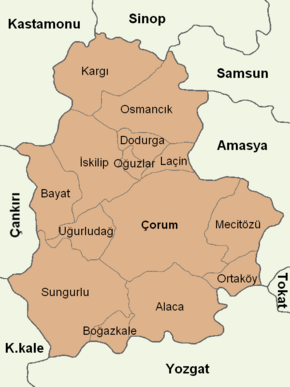 Çorum location districts.png