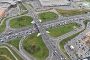 An interchange of the future Southern Rocade with the Moscow Ring Road in the South-East of Moscow. This interchange will be rebuilt to allow more intensive traffic.[2]