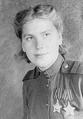 Roza Shanina was a graduate of the Central Women's Sniper Training School. About 800,000 women served in the Soviet Armed Forces during the war. Snaiper Roza Egorovna Shanina.jpg