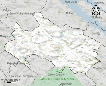 Carte de la ZNIEFF de type 1 sur la commune.