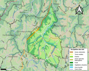 Kolorowa mapa przedstawiająca zagospodarowanie terenu.