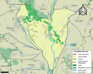 Barevná mapa znázorňující využití půdy.