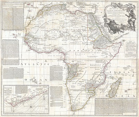 圖為約在18世纪時製作的非洲地图。