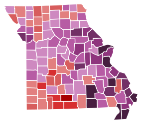 File:1870 Missouri Gubernatorial election by county.svg