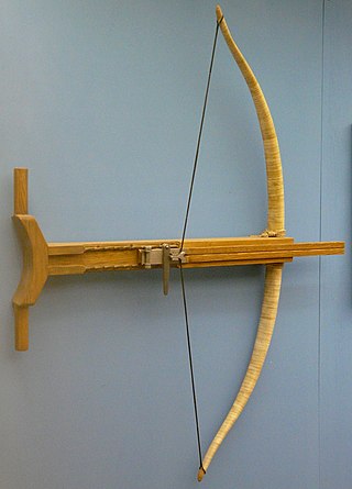 <span class="mw-page-title-main">Gastraphetes</span> Hand-held crossbow used by the Ancient Greeks