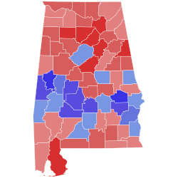 2010 Alabama gubernatorial election results map by county.svg