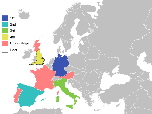 2014 UEFA Women's Under-17 Championship teams and final tournament performance 2014 UEFA Women's Under-17 Championship map.svg