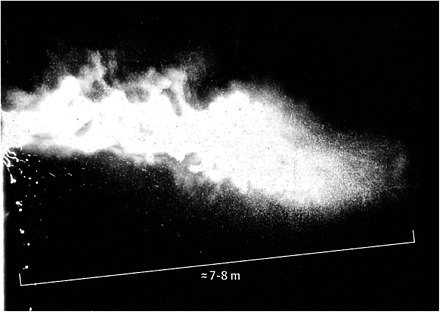 7-to-8-metre-long (23 to 26 ft) turbulent multiphase plume from a human sneeze. 7- to 8-meter-long turbulent multiphase plume from a human sneeze.jpg