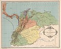 Primeiras divisões coloniais da Colômbia, Equador e Venezuela em 1958. Klein-Venedig é chamado de Provincia de Caracas no mapa.