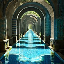 An AI art rendering of something between an aqueduct and a swimming pool AI image of an aqueduct swimming pool.jpg