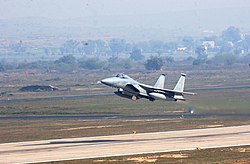 A USAF F-15C takes off from Gwalior Air Force Station during Cope India 04.JPG