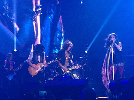 Aerosmith performing on the Blue Army Tour in Grand Rapids, Michigan, on August 4, 2015