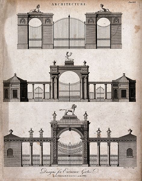 File:Architecture; three designs for gates to country houses. Eng Wellcome V0024316.jpg