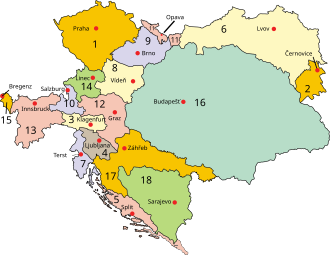 Austria and Hungary Map Austria-Hungary map cs.svg