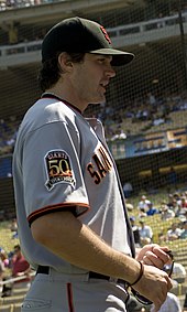 Barry Zito with the Giants in 2008 Barry Zito at Giants at Dodgers 2008-09-21.JPG