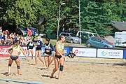 Deutsch: Beachhandball Europameisterschaften 2019 (Beach handball Euro); Tag 1: 2. Juli 2019 – Frauen, Vorrunde Gruppe C, Italien-Griechenland 0:2 (16:28, 10:13) English: Beach handball Euro; Day 1: 2 July 2019 – Women Preliminary Round Group C – Italy-Greece 0:2 (16:28, 10:13)