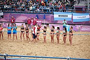 Deutsch: Beachhandball bei den Olympischen Jugendspielen 2018; Tag 6, 12. Oktober 2018; Mädchen, Hauptrundenspiel – Chinesisch Taipei (Taiwan)-Paraguay 0:2 English: Beach handball at the 2018 Summer Youth Olympics at 12 October 2018 – Girls Main Round – Chinese Taipei (Taiwan)-Paraguay 0:2