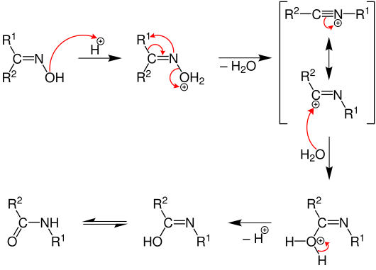 Mécanisme de réaction du réarrangement de Beckmann