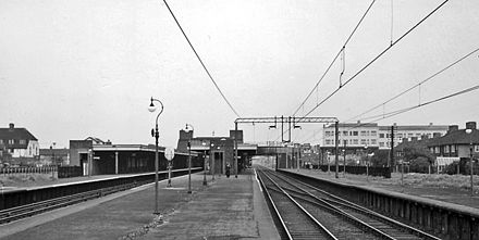 Becontree in 1961, with the former LT&SR tracks and platforms in the foreground.
