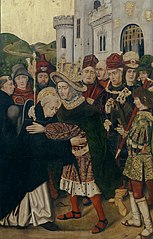 Ferdinand I of Castile welcoming Saint Dominic of Silos