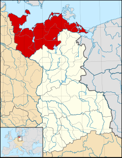 The Billung March (red) around the start of the 11th century Billung March locator map (1004).svg