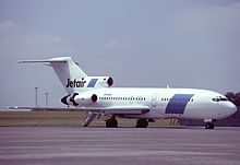 A Jetair Boeing 727-81 at Brussels Airport in 1984