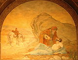 Fresco representing the Good Samaritan inside the Église Saint-Joseph