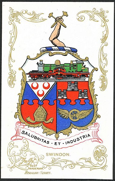 Borough of Swindon arms on early 20th century postcard
