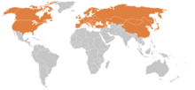 Carte du monde avec zone d'endémie coloriée.