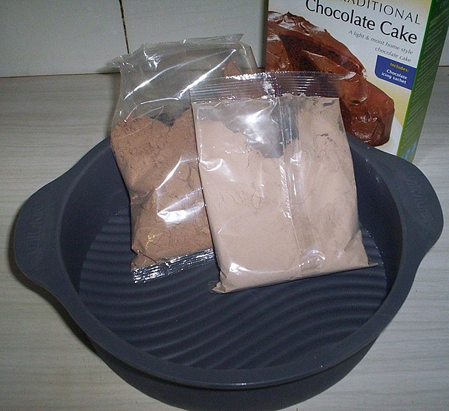 File:Cake mix in plastic packet photo.JPG