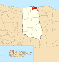 Lage von Camuy Barrio-Pueblo in der Gemeinde Camuy in rot dargestellt