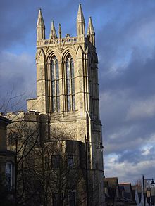 Tower of the Victorian building at Christ Church Gipsy Hill. Christ Church Gipsy Hill - Victorian tower.JPG