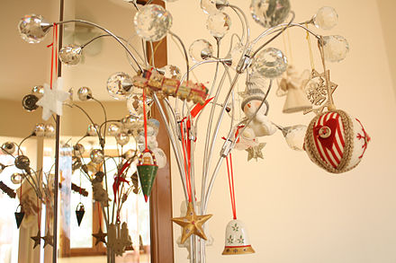 Christmas decorations in a private home, Europe.
