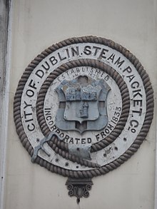 City of Dublin Steam Packet Company logo, still visible on a wall on Eden Quay. City of Dublin Steam Packet Co Logo.jpg