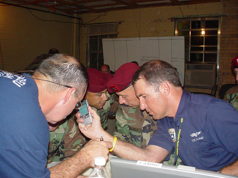 File:Civil Air Patrol Col. Rock Palermo, right, and members of the 82nd Airborne, participate in a conference call in Louisiana.JPG