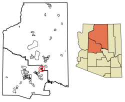 Location of Sedona in Coconino County and Yavapai County, Arizona