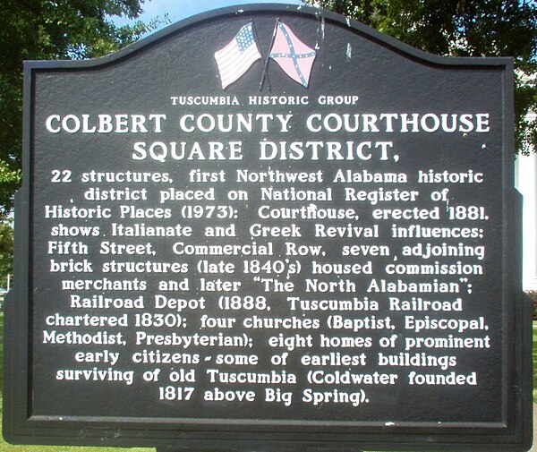 Colbert County Courthouse Square District Historic Marker, September 2007