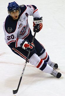 Colten Teubert skates in a game with the Regina Pats during the 2009–10 season.