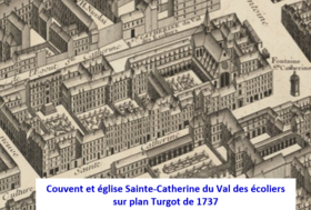 Couvent et église Sainte-Catherine sur plan de Turgot de 1737.