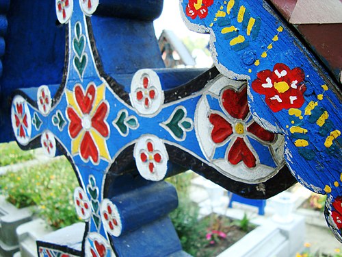 Cross detail, Merry Cemetery, Sapanta, Romania