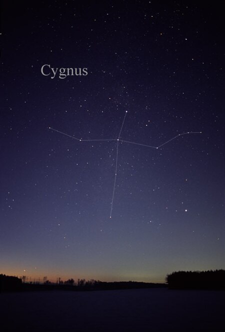 Deneb is the brighest star in the constellation of Cygnus (top)