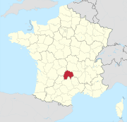 Lage des Departements Cantal in Frankreich