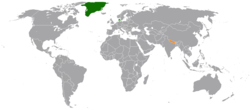 Karte mit Standorten in Dänemark und Nepal