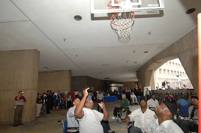 HUD-sponsored wheelchair basketball game to promote disability awareness, outside HUD Headquarters - DPLA